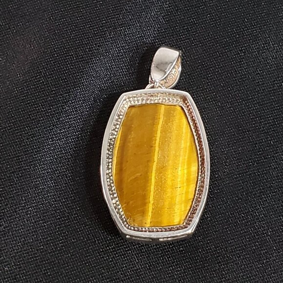 Whitney Kelly Faceted Tigers Eye Pendant Sterling Silver 2 inches signed WK 925 - Picture 9 of 15